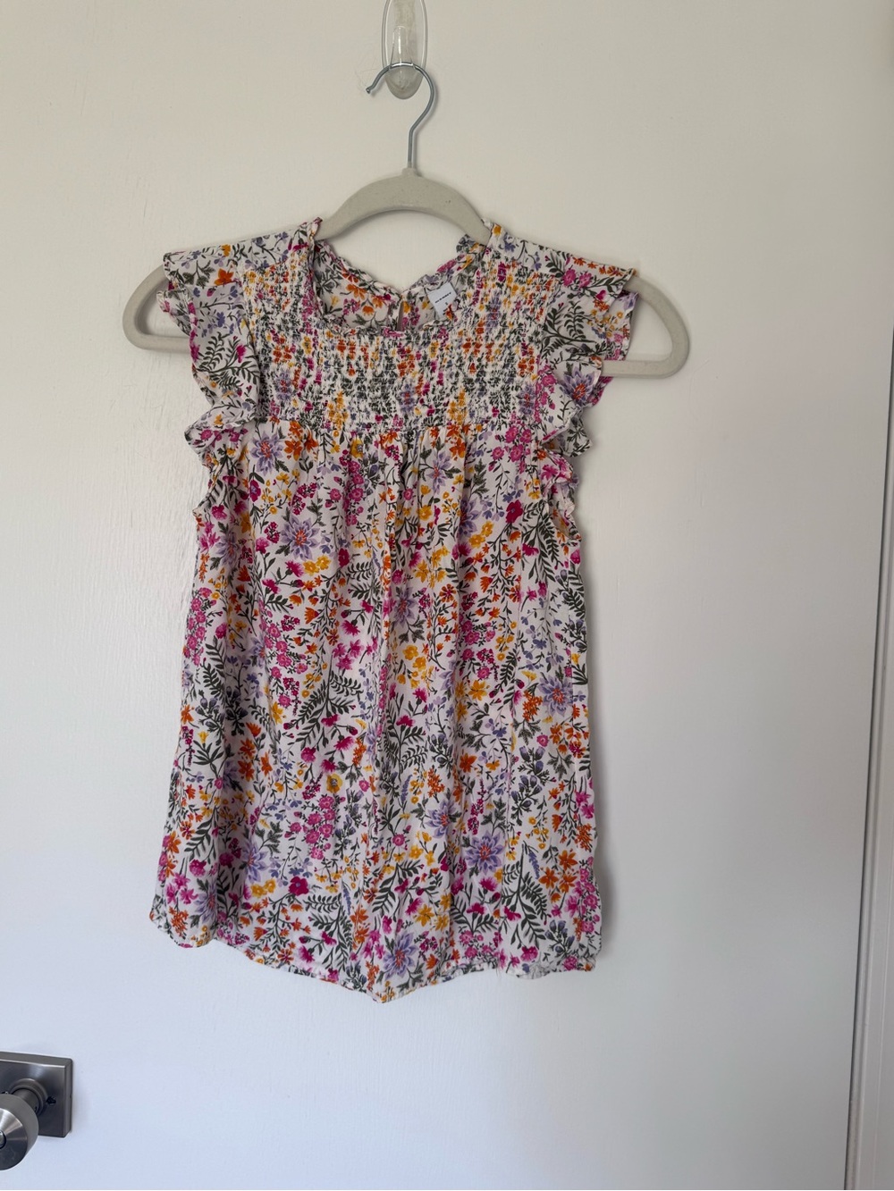 Old Navy Floral Smocked Top - Pink, Orange & Green